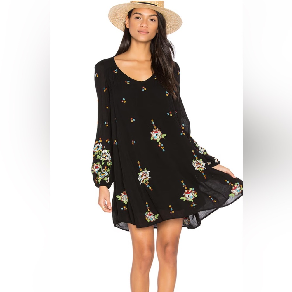 Free People Embroidered Black Women's dress
